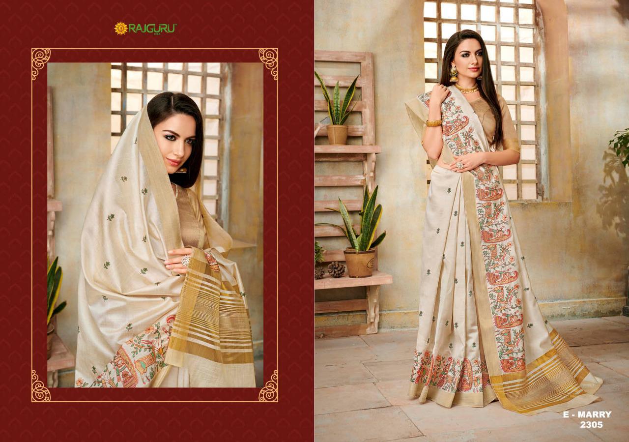 Rajguru Presents Merry Vol-3 Designer Off White Special Sarees Catalogue Collection At Wholesale