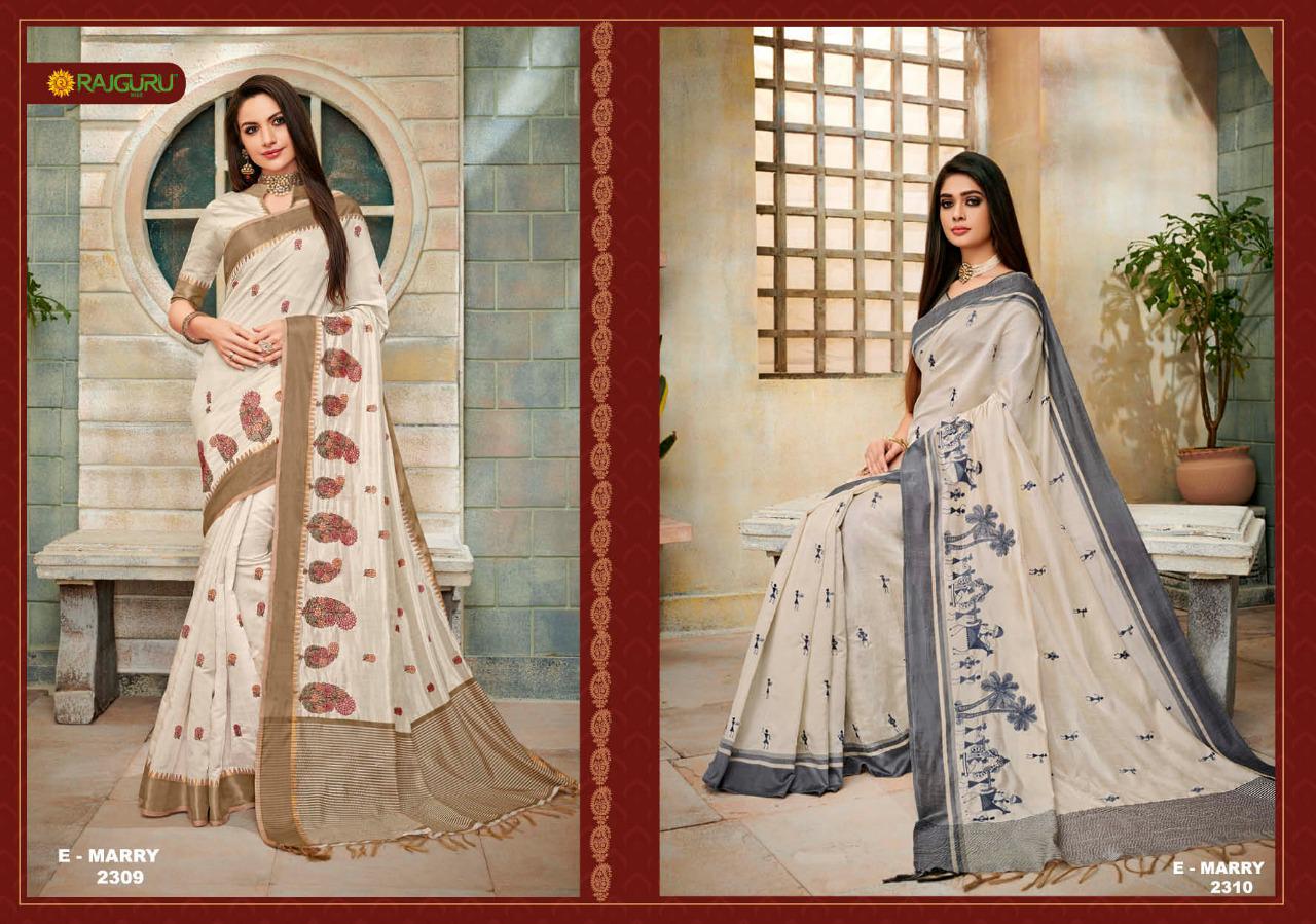 Rajguru Presents Merry Vol-3 Designer Off White Special Sarees Catalogue Collection At Wholesale