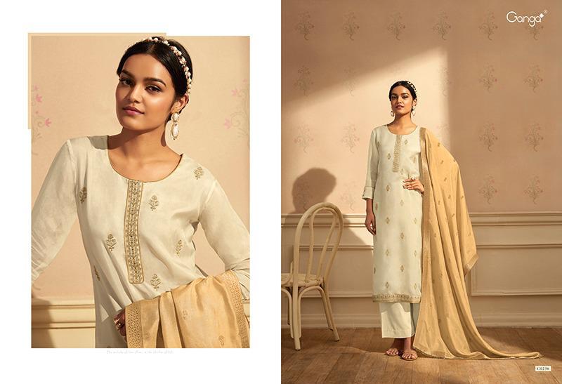 Ganga Presents Raag Pure Silk Habutai With Embroidery And Handwork Plazzo Style Salwar Suit Catalogue Wholesaler