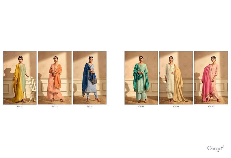 Ganga Presents Raag Pure Silk Habutai With Embroidery And Handwork Plazzo Style Salwar Suit Catalogue Wholesaler