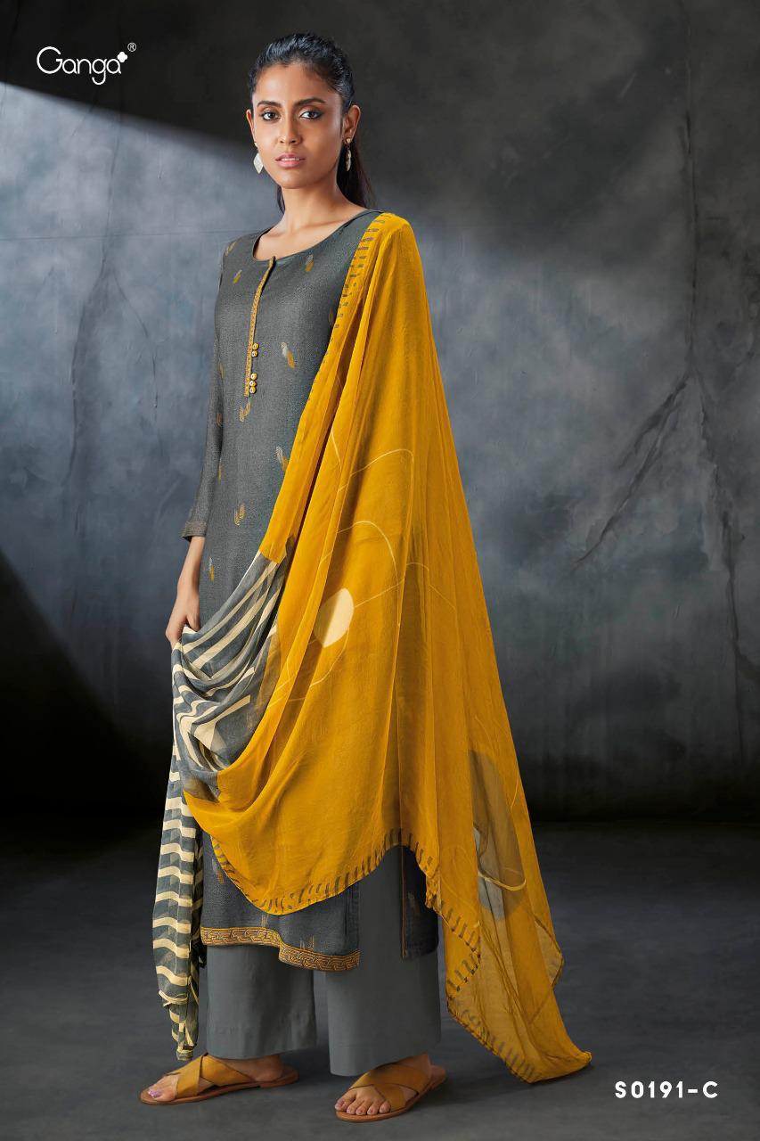 Ganga Presents Preeto 191 Pure Wool Pashmina Digital Printed With Embroidery Work Plazzo Style Salwar Suit Catalogue Wholesaler