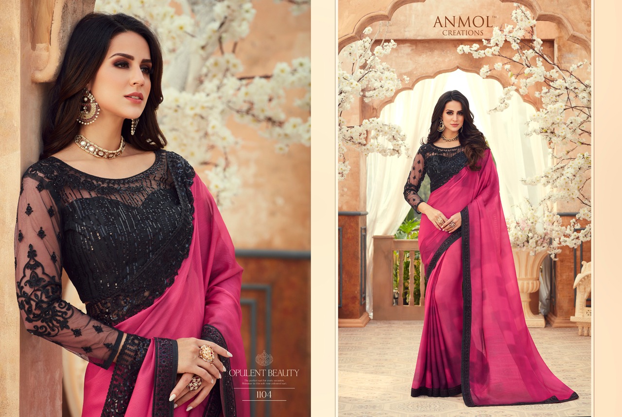 Anmol Sarees Presents Elegance Vol-11 Bollywood Style Heavy Blouse Concept Partywear Sarees Catalogue Wholesaler