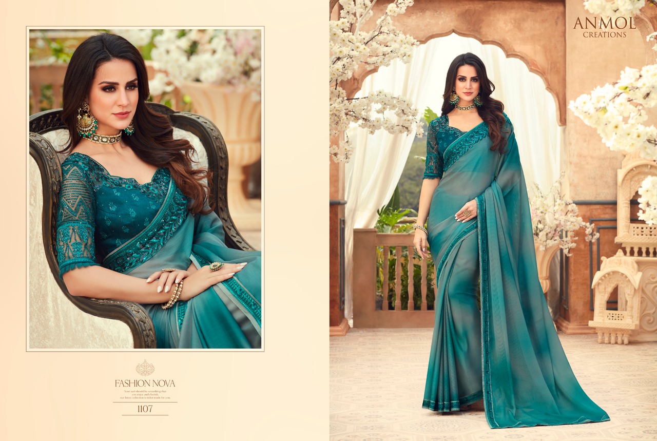 Anmol Sarees Presents Elegance Vol-11 Bollywood Style Heavy Blouse Concept Partywear Sarees Catalogue Wholesaler