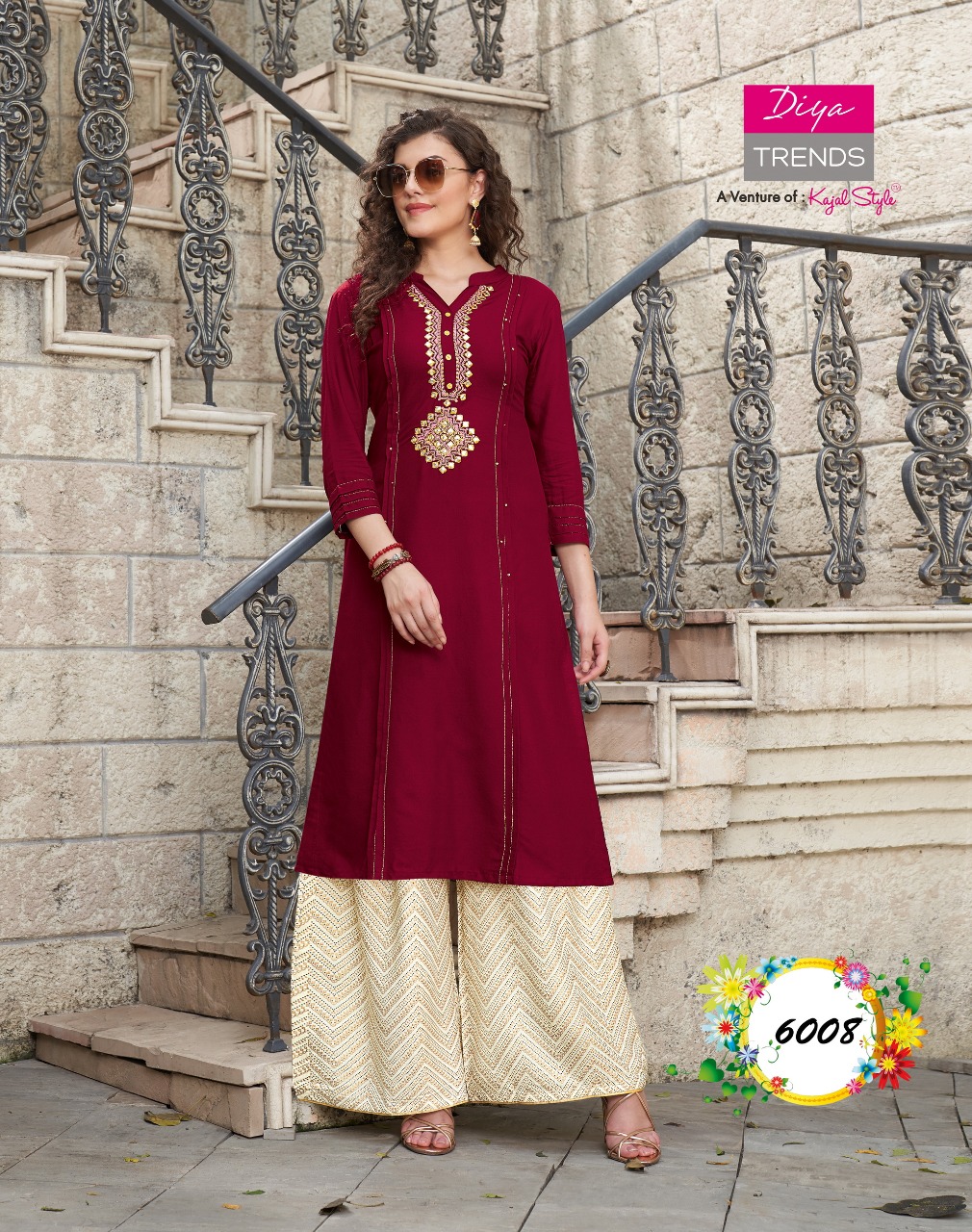 Diya Trends Presents Bibas Vol-6 Fancy Daily Wear Cottton Kurtis With Plazzo And Pents Collection At Wholesale