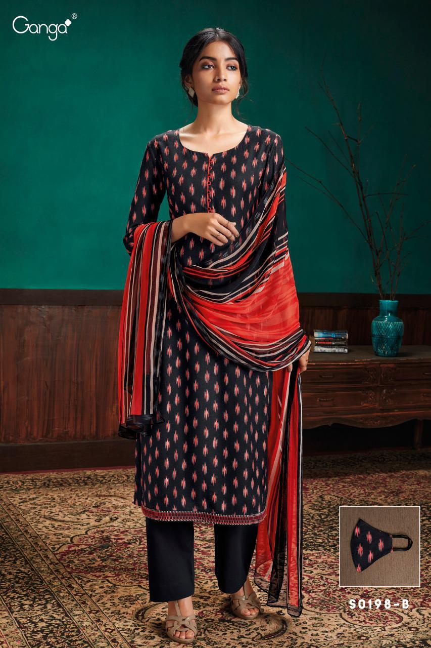 Ganga Presents Harman Wool Dubby Prints With Embroidery Work Plazzo Style Salwar Suit Catalog Wholesaler