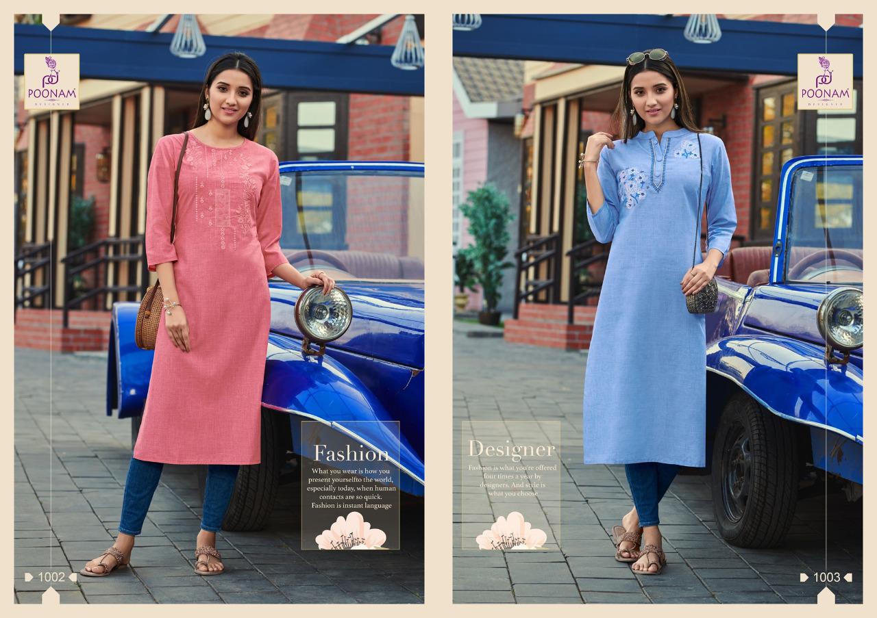 Poonam Presents Bijiliji Pure Cotton With Embroidery Straight Daily Basis Kurtis Catalog Wholesaler And Exporters