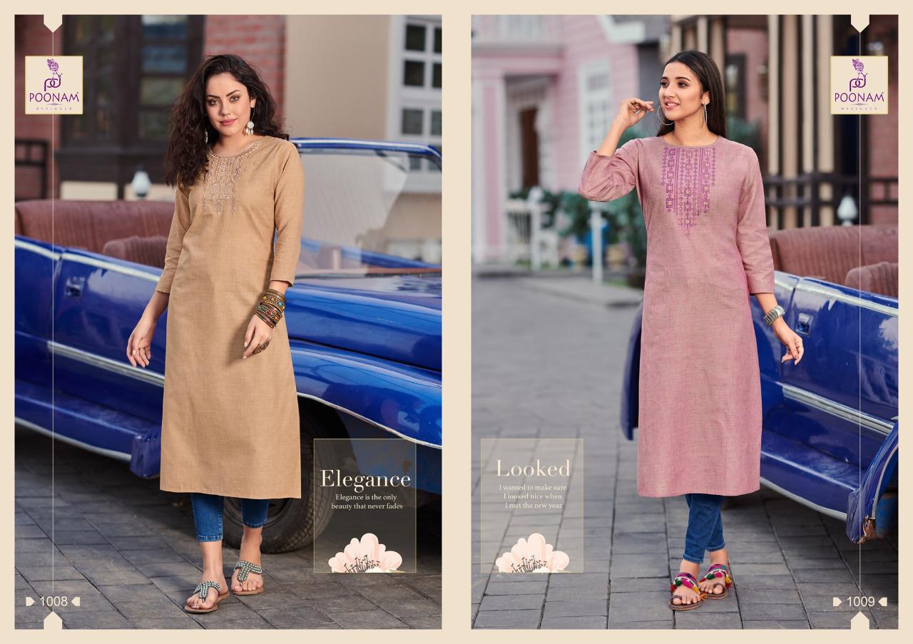 Poonam Presents Bijiliji Pure Cotton With Embroidery Straight Daily Basis Kurtis Catalog Wholesaler And Exporters