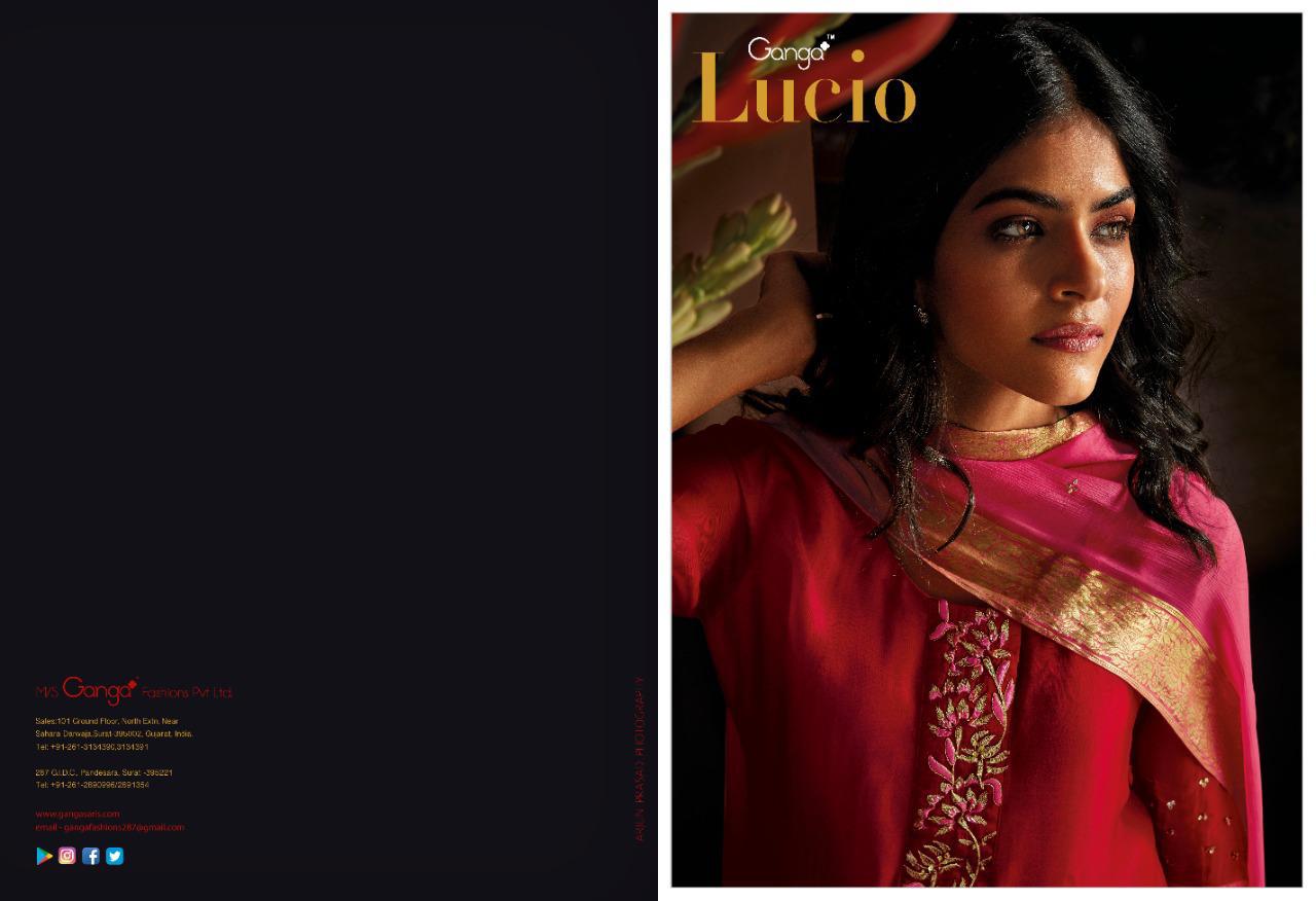 Ganga Presents Lucio Pure Softy Silk With Embroidery Work Party Wear Plazzo Style Salwar Suit Catalog Wholesaler Of