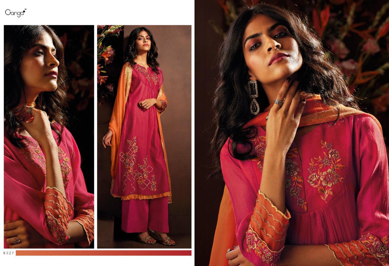 Ganga Presents Lucio Pure Softy Silk With Embroidery Work Party Wear Plazzo Style Salwar Suit Catalog Wholesaler Of