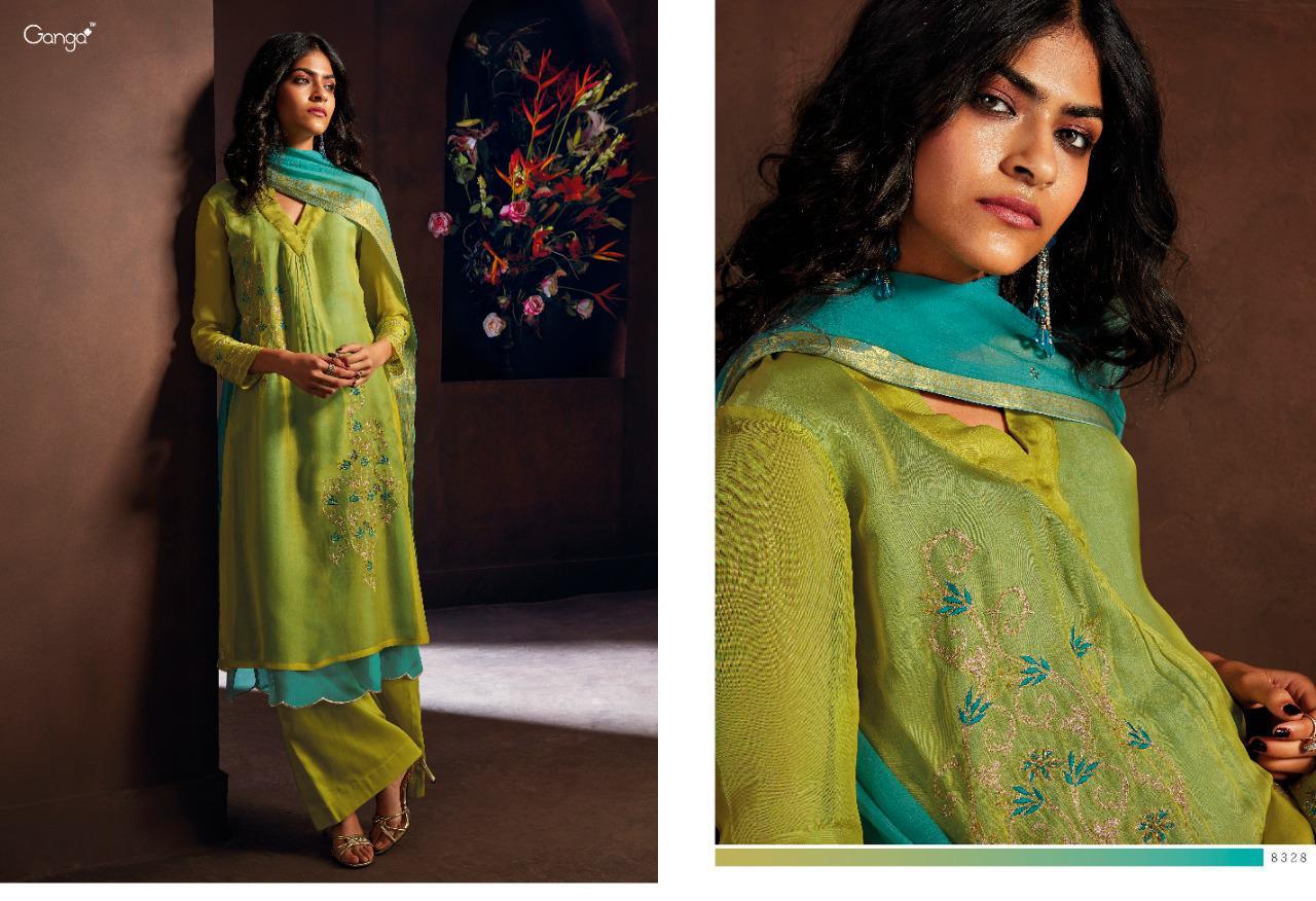 Ganga Presents Lucio Pure Softy Silk With Embroidery Work Party Wear Plazzo Style Salwar Suit Catalog Wholesaler Of