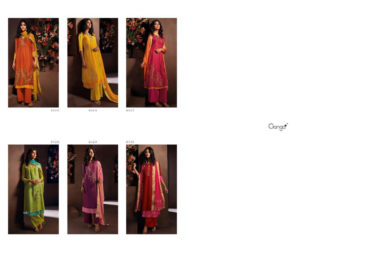 Ganga Presents Lucio Pure Softy Silk With Embroidery Work Party Wear Plazzo Style Salwar Suit Catalog Wholesaler Of