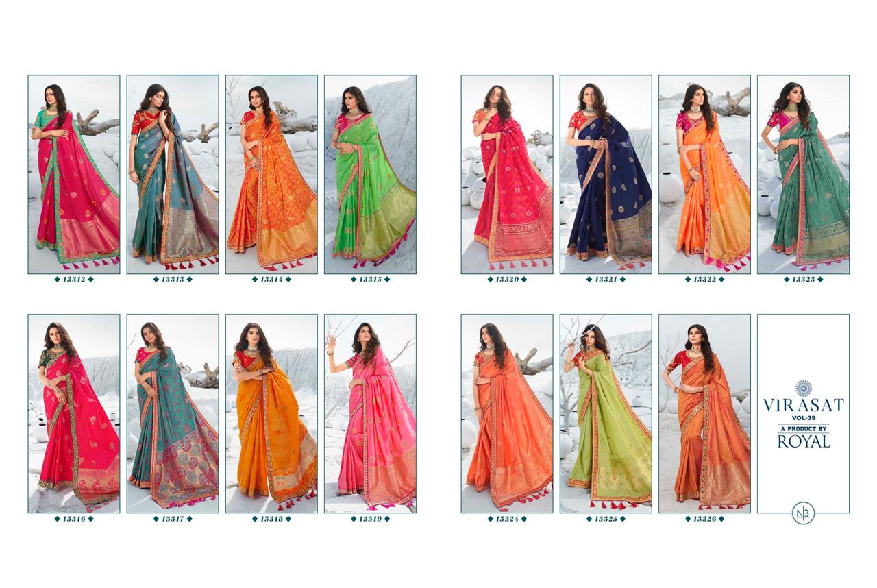 Royal Presents Virasat Vol-39 Exclusive Designer Party Wear Silk Sarees With Blouse Collection At Wholesale