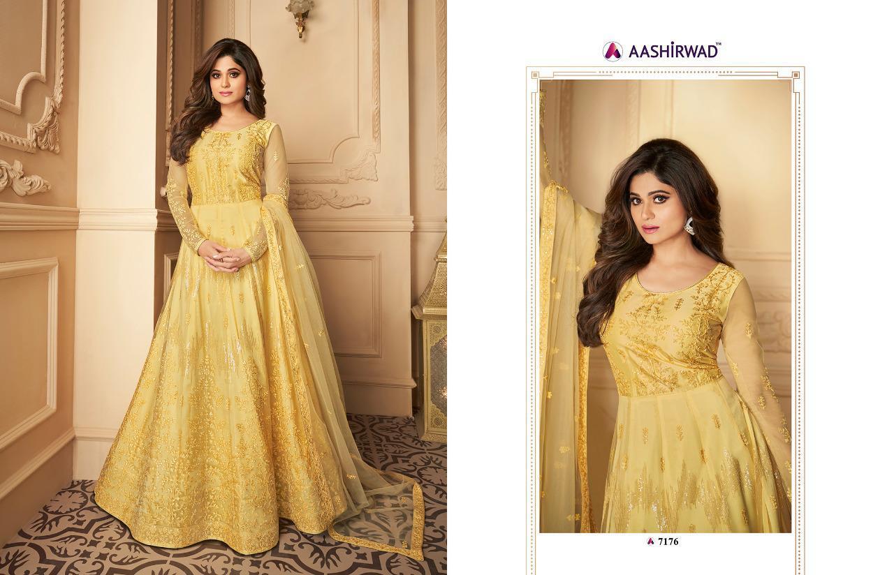 Ashirwad Presents Peacock Heavy Designer Party Wear Gown Catalogue Wholesaler