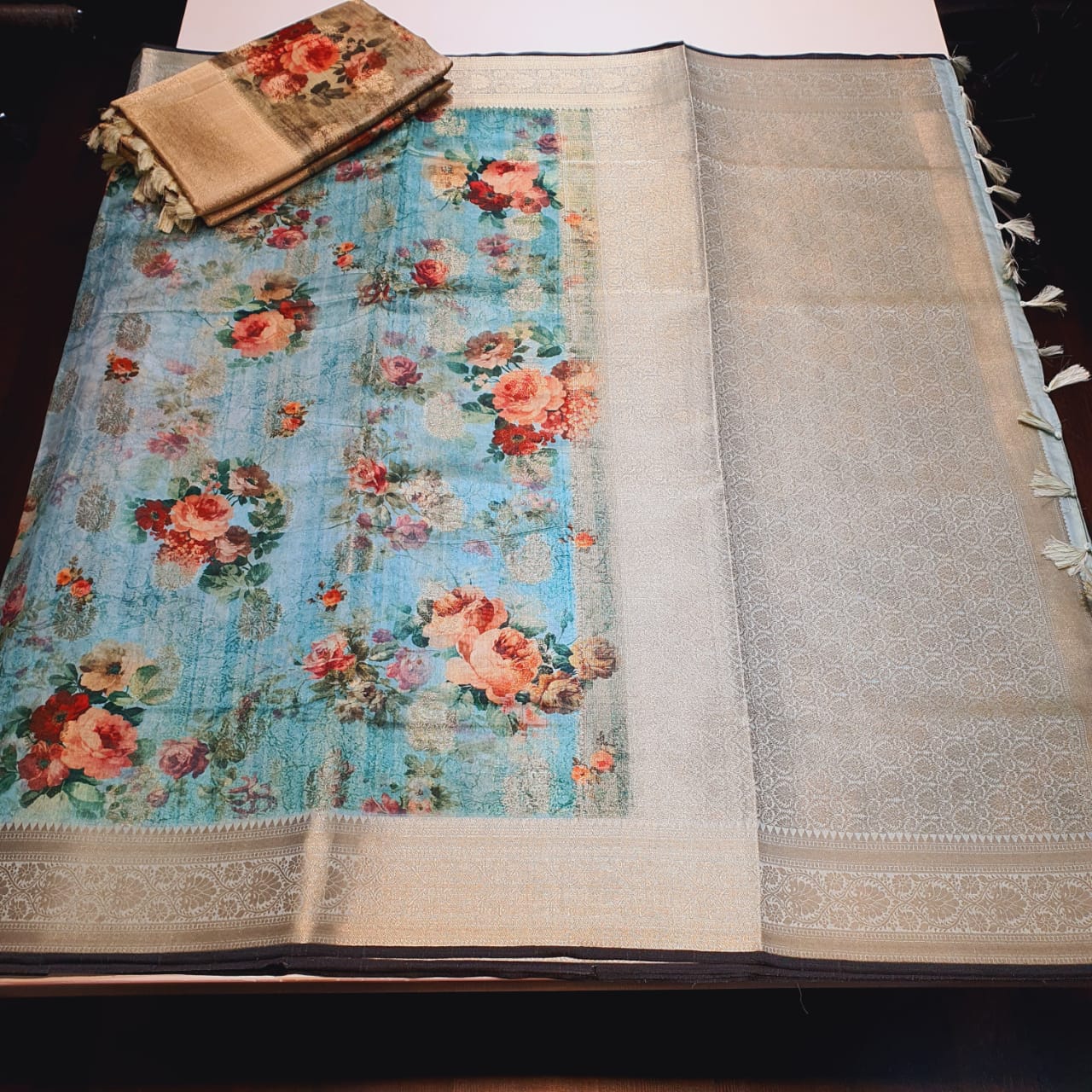 Maniyar Presents Menka Silk Indian Traditional Wear Line Silk Jacquard Digital Printed Sarees Wholesaler