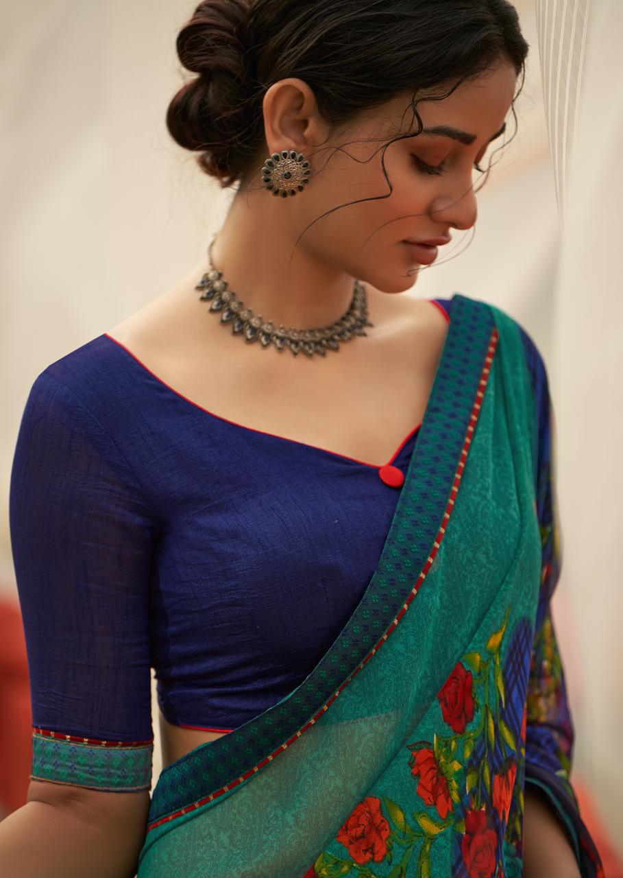 Ronisha Miles New Designer Ethnic Wear Chiffon Latest Saree Collection -  The Ethnic World