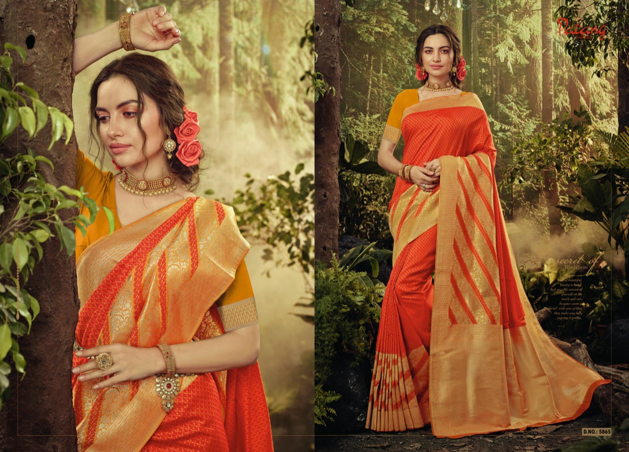 Jamavar Silk By Patang Indian Traditional Wear Silk Sarees Catalogue Wholesaler