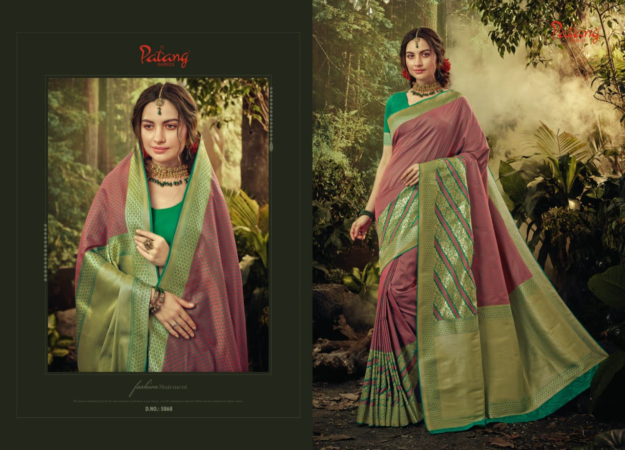 Jamavar Silk By Patang Indian Traditional Wear Silk Sarees Catalogue Wholesaler