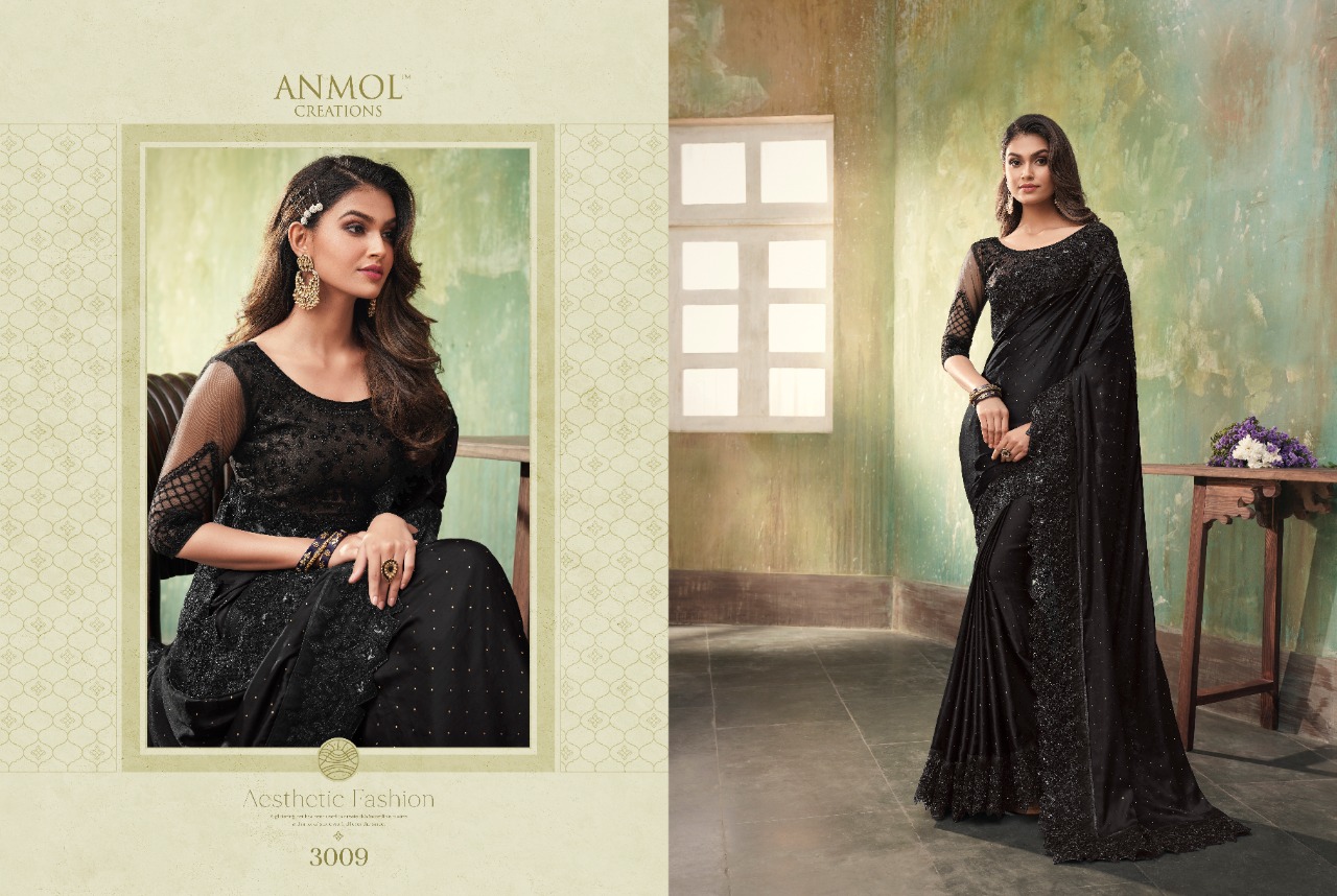 Anmol Presents Shaded Vol-4 3001 To 3016 Series Heavy Designer Blouse Concept Partywear Sarees Catalogue Wholesaler And Exporters
