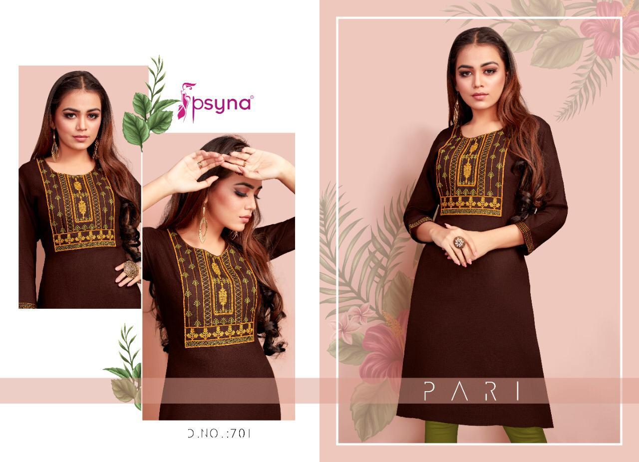 Psyna Presents Pari Vol-7 Rayon Slub Daily Wear Sort Kurtis Catalog Wholesaler