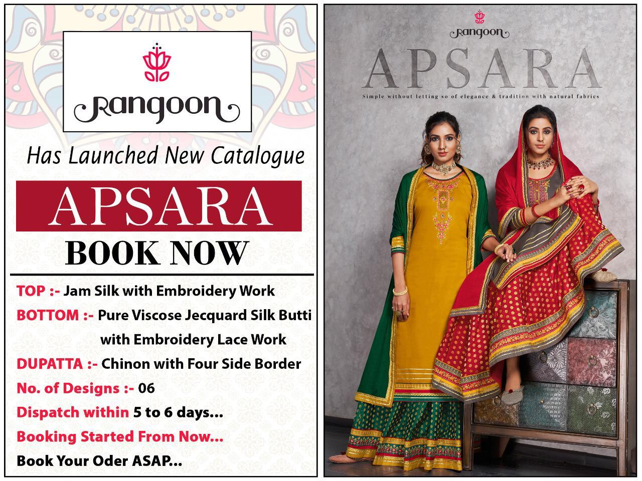 Rangoon Presents Apsara Jam Silk With Embroidery Work Readymade Top With Skirt Collection At Wholesale