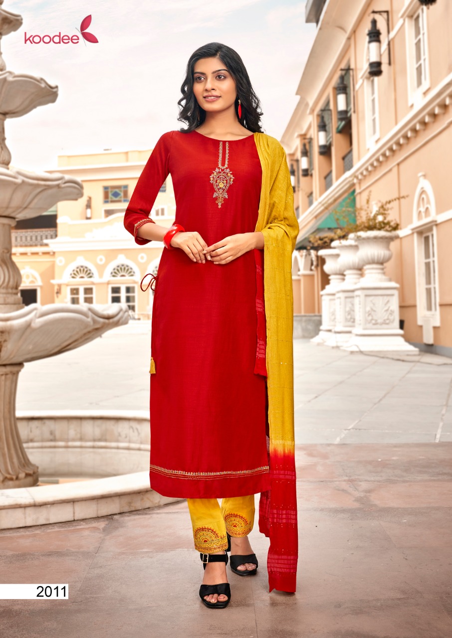 Koodee Presents Saheli Vol-4 Chinon Beautiful Designer Kurtis With Pant Cataloge Collection