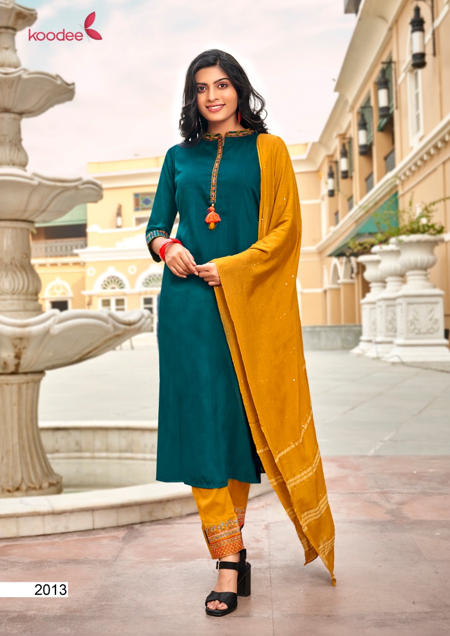 Koodee Presents Saheli Vol-4 Chinon Beautiful Designer Kurtis With Pant Cataloge Collection