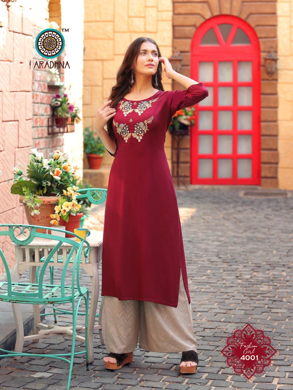 Aradhana Presents Fashion Girl Vol 4 Heavy Rayon With Embroidery Work