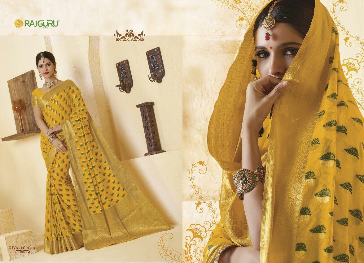 Rajguru Presents Riya-1606-a Chiffon Sarees With Minakari Butta Work Sarees Collection At Wholesale Price In Surat