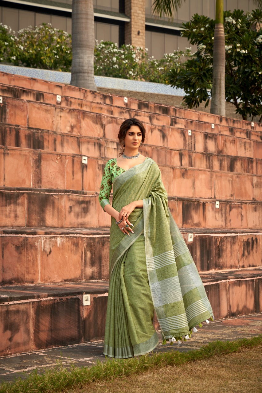 Rajyog Presents Abhirupi Special Winter Wear Soft Linen Silk Sarees Catalogue Wholesaler And Exporters
