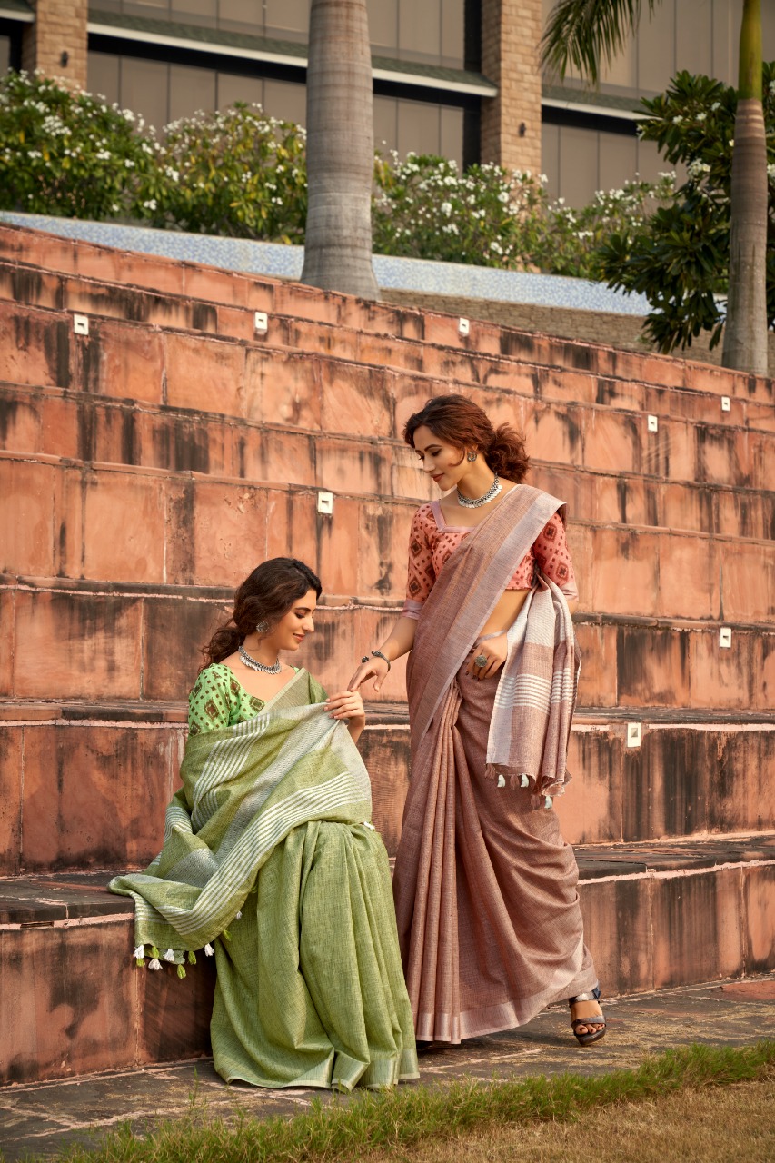 Rajyog Presents Abhirupi Special Winter Wear Soft Linen Silk Sarees Catalogue Wholesaler And Exporters