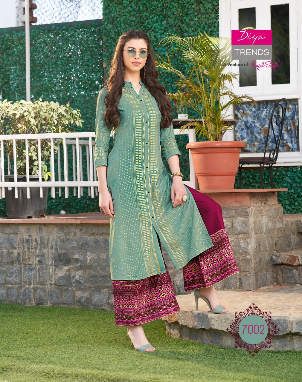 Diya Trends Presents Bibas Vol-7 Beautiful Designer Fancy Rayon And Cotton Flex Kurtis With Plazzo Collection At Wholesale Prices