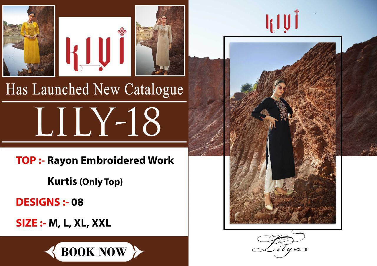 Kajree Presents Lily Vol-17 Heavy Rayon With Embroidery Work Daily Wear Straight Kurtis Catalog Wholesaler