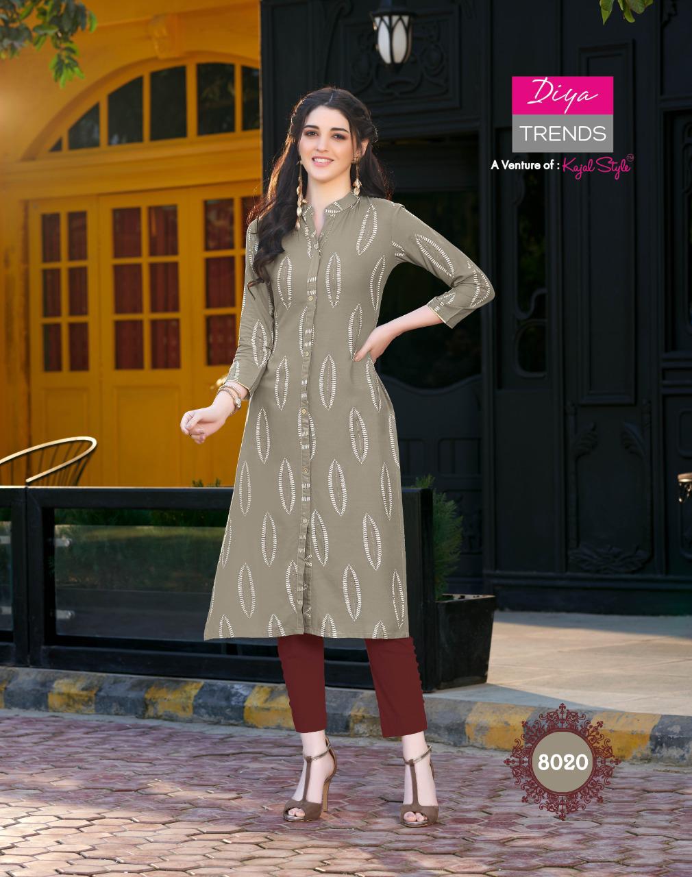 Diya Trends Presents Garden City Vol-8 Fancy Straight Rayon Daily Wear Kurtis Catalog Wholesaler