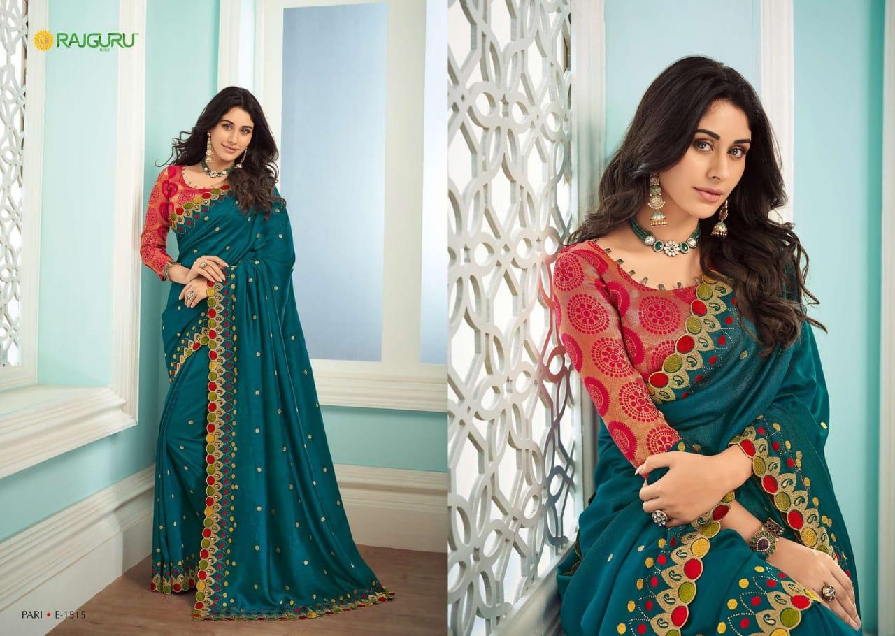 Rajguru Presents Pari Vol-15 Exclusive Designer Party Wear Embroidery Work Sarees Catalogue Wholesaler And Exporters