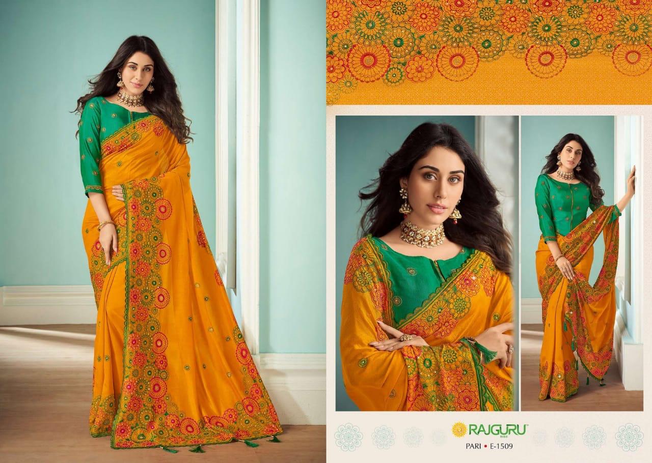 Rajguru Presents Pari Vol-15 Exclusive Designer Party Wear Embroidery Work Sarees Catalogue Wholesaler And Exporters