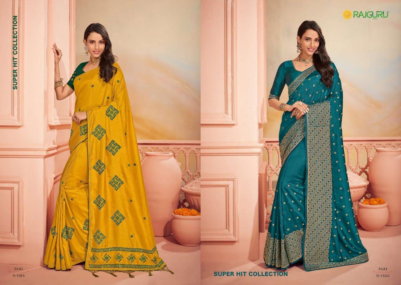 Rajguru Presents Pari Vol-15 Exclusive Designer Party Wear Embroidery Work Sarees Catalogue Wholesaler And Exporters