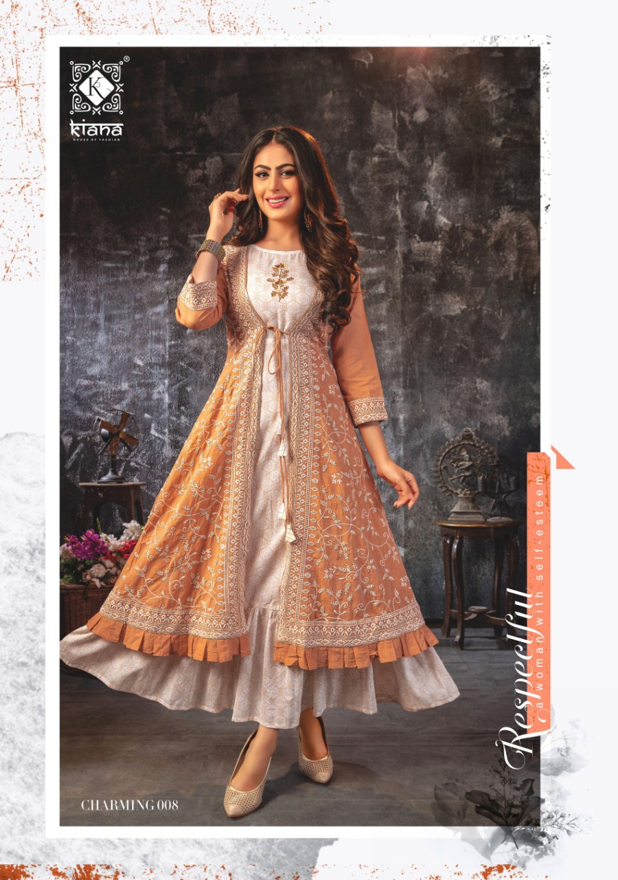 Kiana Presents Charming Exclusive Designer Party Wear Lucknowi Work Kurtis Collection At Wholesale Prices