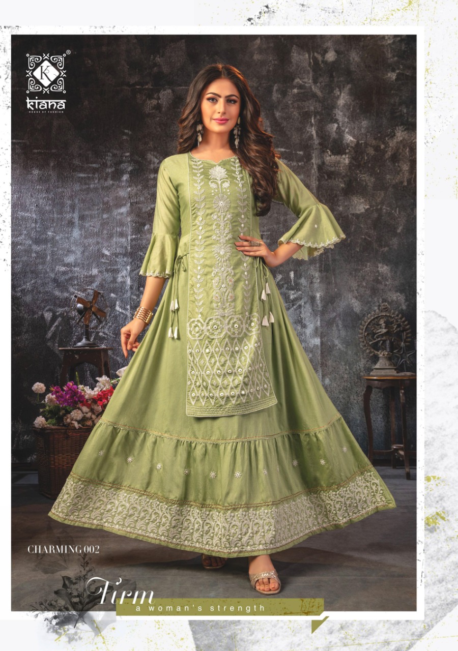 Kiana Presents Charming Exclusive Designer Party Wear Lucknowi Work Kurtis Collection At Wholesale Prices