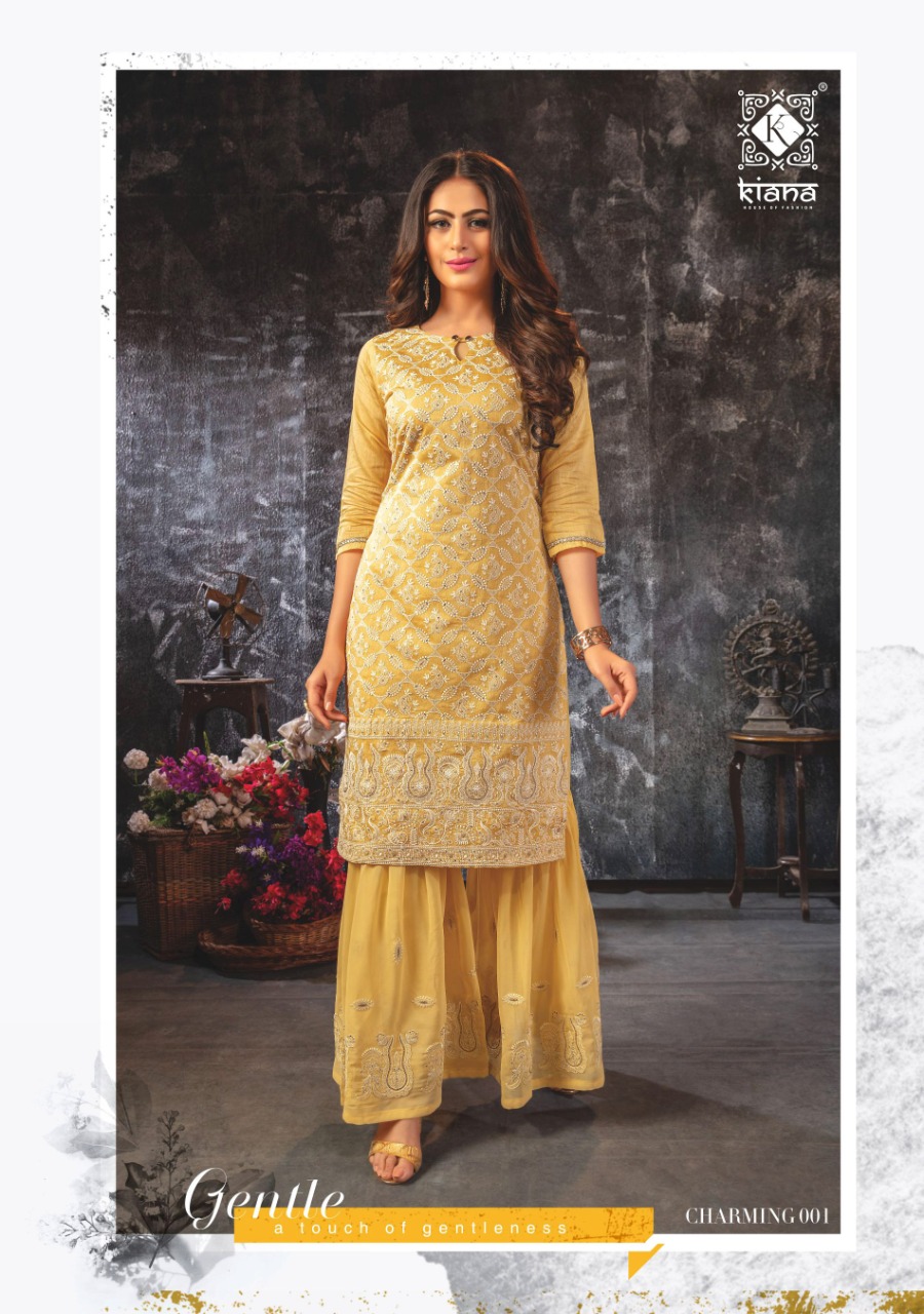 Kiana Presents Charming Exclusive Designer Party Wear Lucknowi Work Kurtis Collection At Wholesale Prices