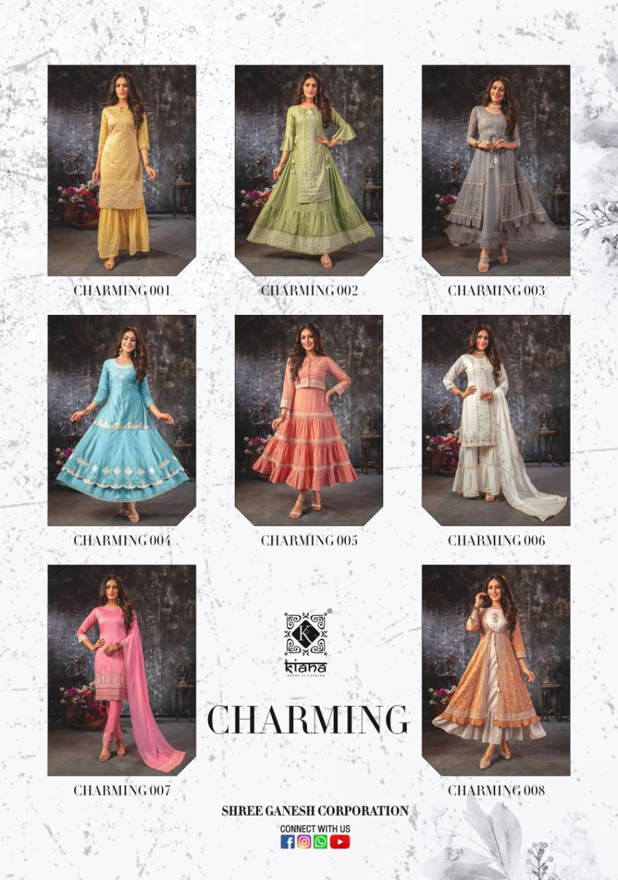 Kiana Presents Charming Exclusive Designer Party Wear Lucknowi Work Kurtis Collection At Wholesale Prices