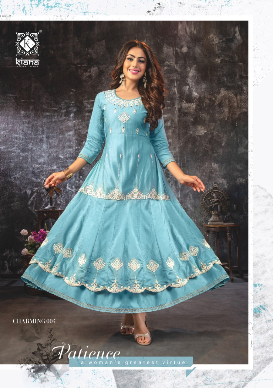 Kiana Presents Charming Exclusive Designer Party Wear Lucknowi Work Kurtis Collection At Wholesale Prices
