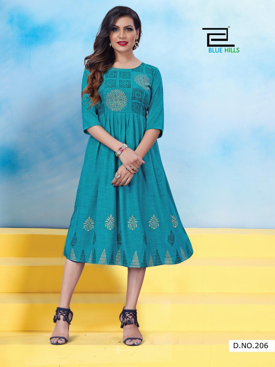Blue Hills Presents Trend Vol-5 Heavy Rayon Two Tone Anarkali Style Kurtis Catalog Wholesaler And Exporters