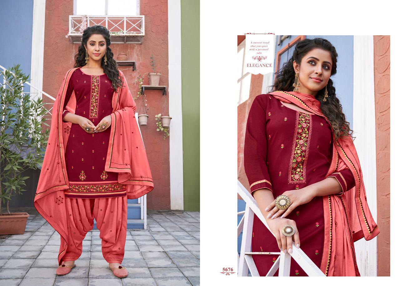 Kessi Presents Patiala House Vol-81 Cotton Satin With Embroidery Work Panjubi Style Salwar Suit Catalog Wholesaler