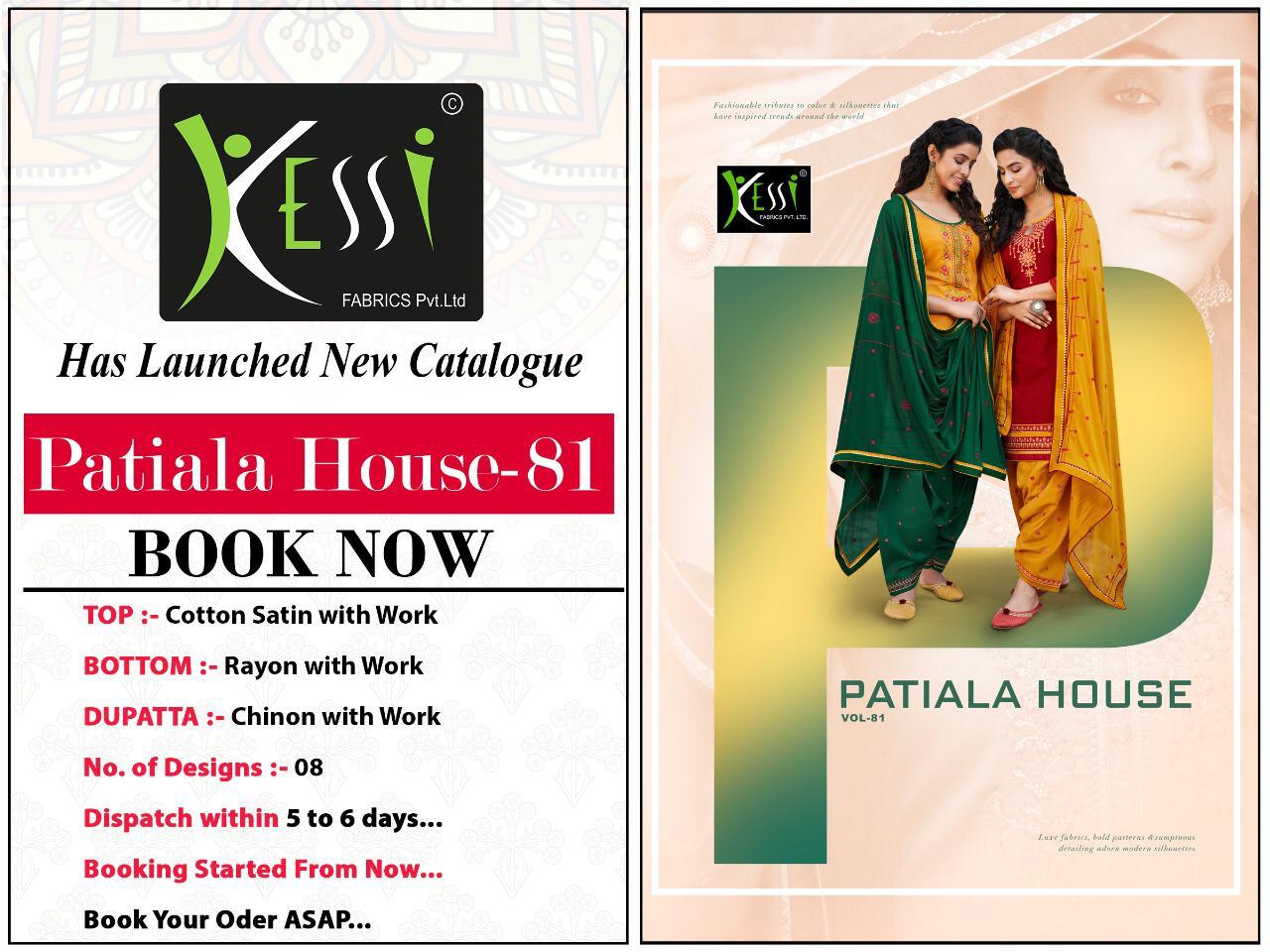 Kessi Presents Patiala House Vol-81 Cotton Satin With Embroidery Work Panjubi Style Salwar Suit Catalog Wholesaler