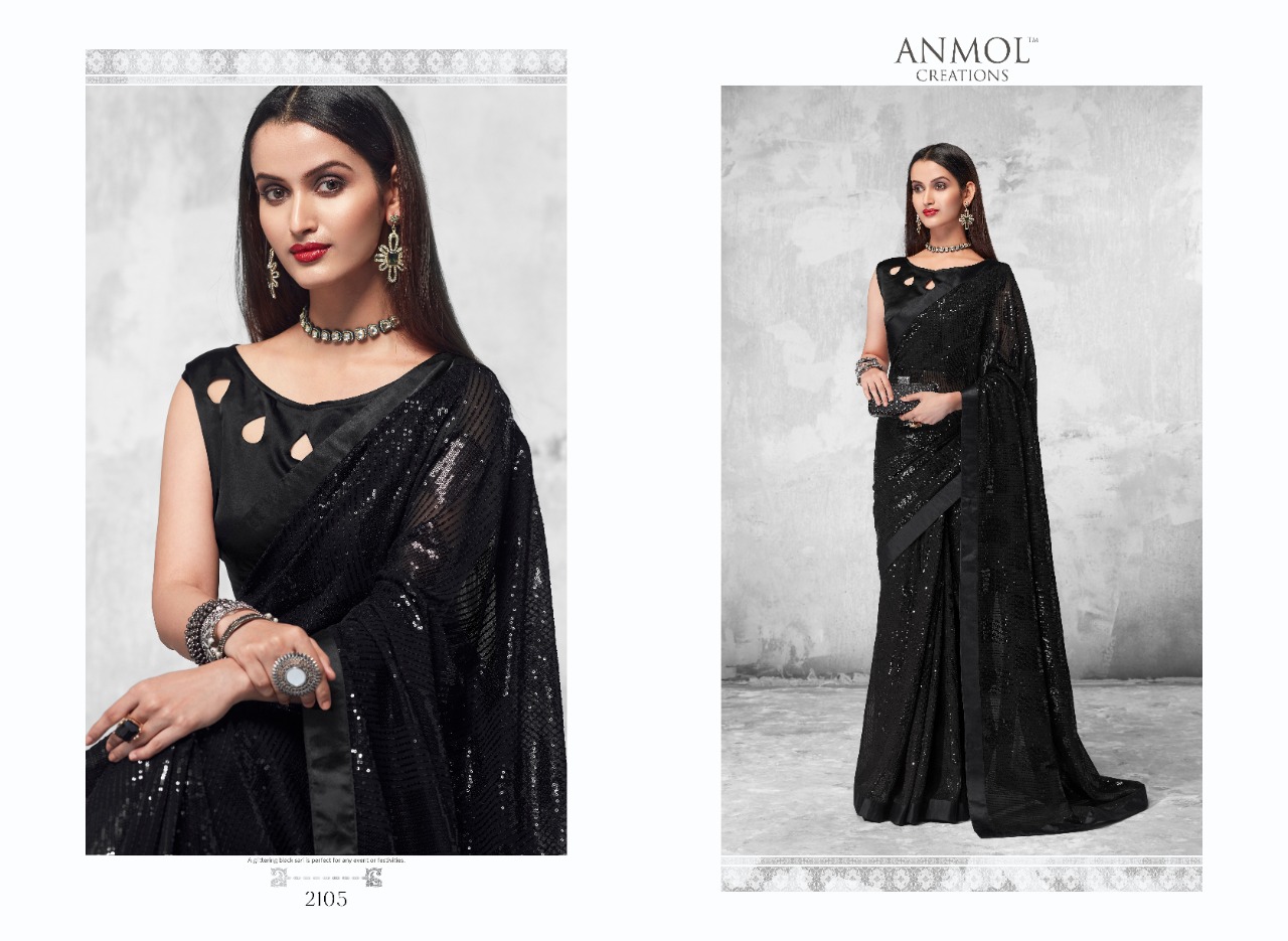 Anmol Presents Innara 2101 To 2109 Series Beautiful Designer Sequence Blooming Georgette Sarees Catalogue Wholesaler