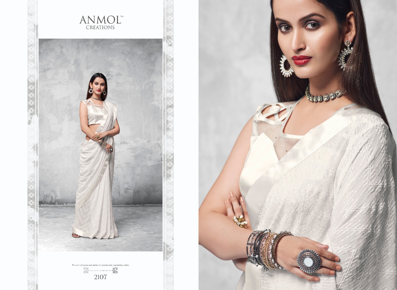 Anmol Presents Innara 2101 To 2109 Series Beautiful Designer Sequence Blooming Georgette Sarees Catalogue Wholesaler