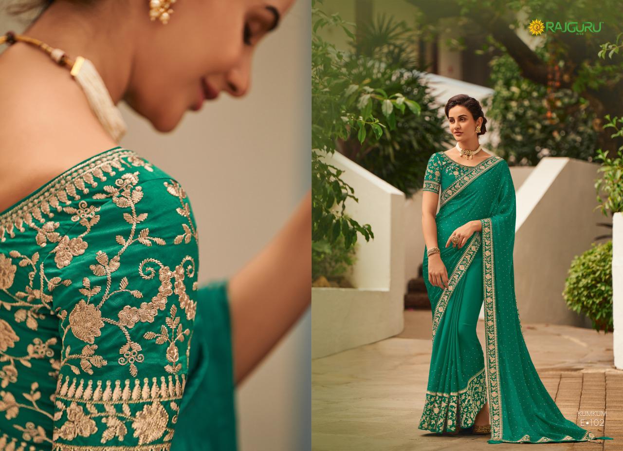 Rajguru Presents Kumkum Beautiful Designer Party'wear Satin Silk Sarees Catalogue Wholesaler