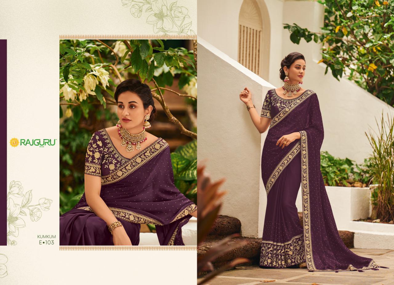 Rajguru Presents Kumkum Beautiful Designer Party'wear Satin Silk Sarees Catalogue Wholesaler