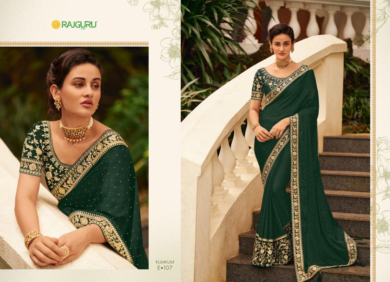Rajguru Presents Kumkum Beautiful Designer Party'wear Satin Silk Sarees Catalogue Wholesaler