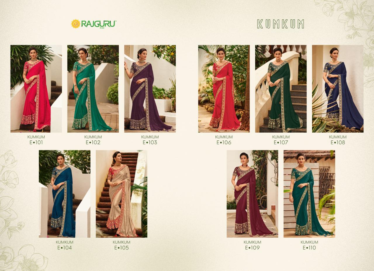 Rajguru Presents Kumkum Beautiful Designer Party'wear Satin Silk Sarees Catalogue Wholesaler